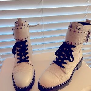 Brand New Sam Edelman White Combat Boots - 6.5